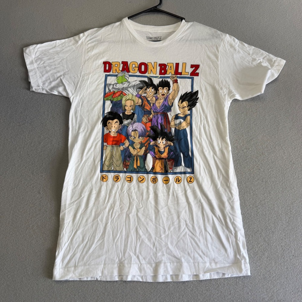 Dragon Ball Z Graphic Tee White Mens Medium Goku Vegeta Anime T-Shirt
